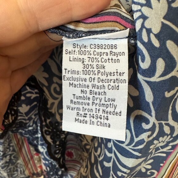 Johnny Was V Neck Tassel Ocia Slip Dress Multi Womens Size M Pockets Embroidered - Picture 9 of 11